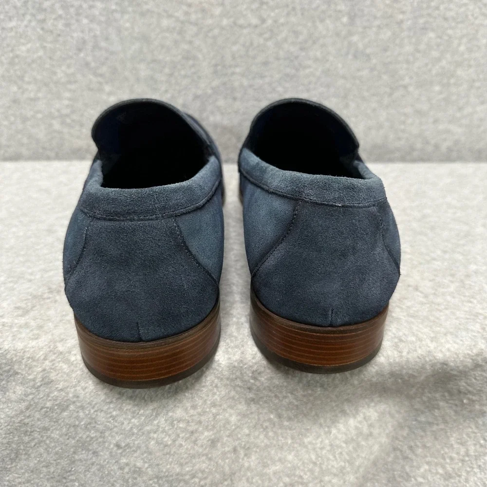Stacy Adams Burke Moc Toe Saddle Slip On Dressy Shoes Navy Suede 25676-415 NEW
